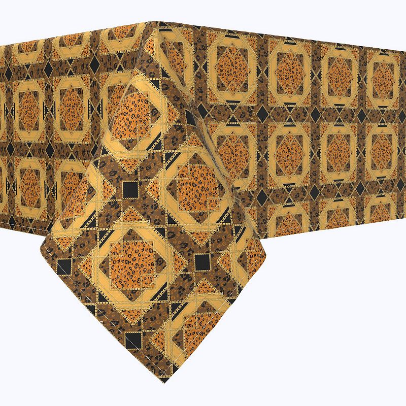 Rectangular Tablecloth， 100% Polyester， 60x120， Golden Chains and Animal Prints