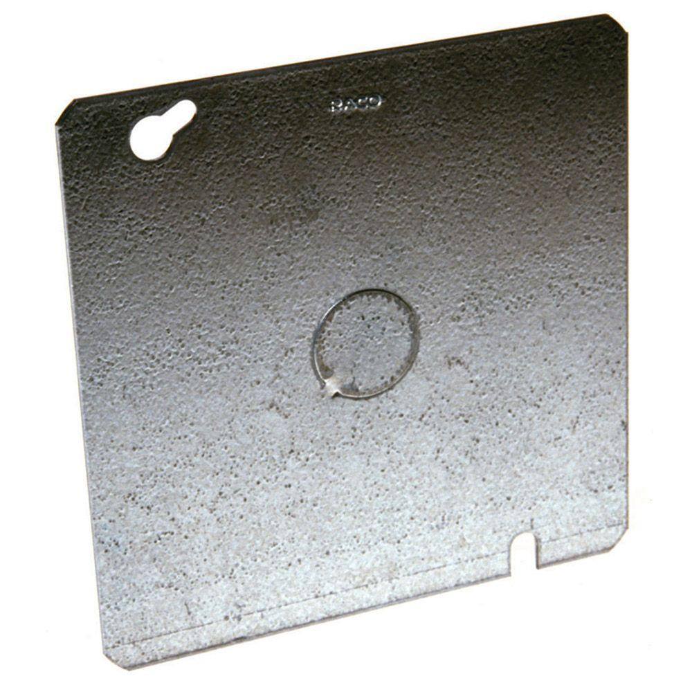 RACO 4-1116 in. W Galv. Steel Gray Flat Square Cover with 12 in. KO in Center 1-Pack 833