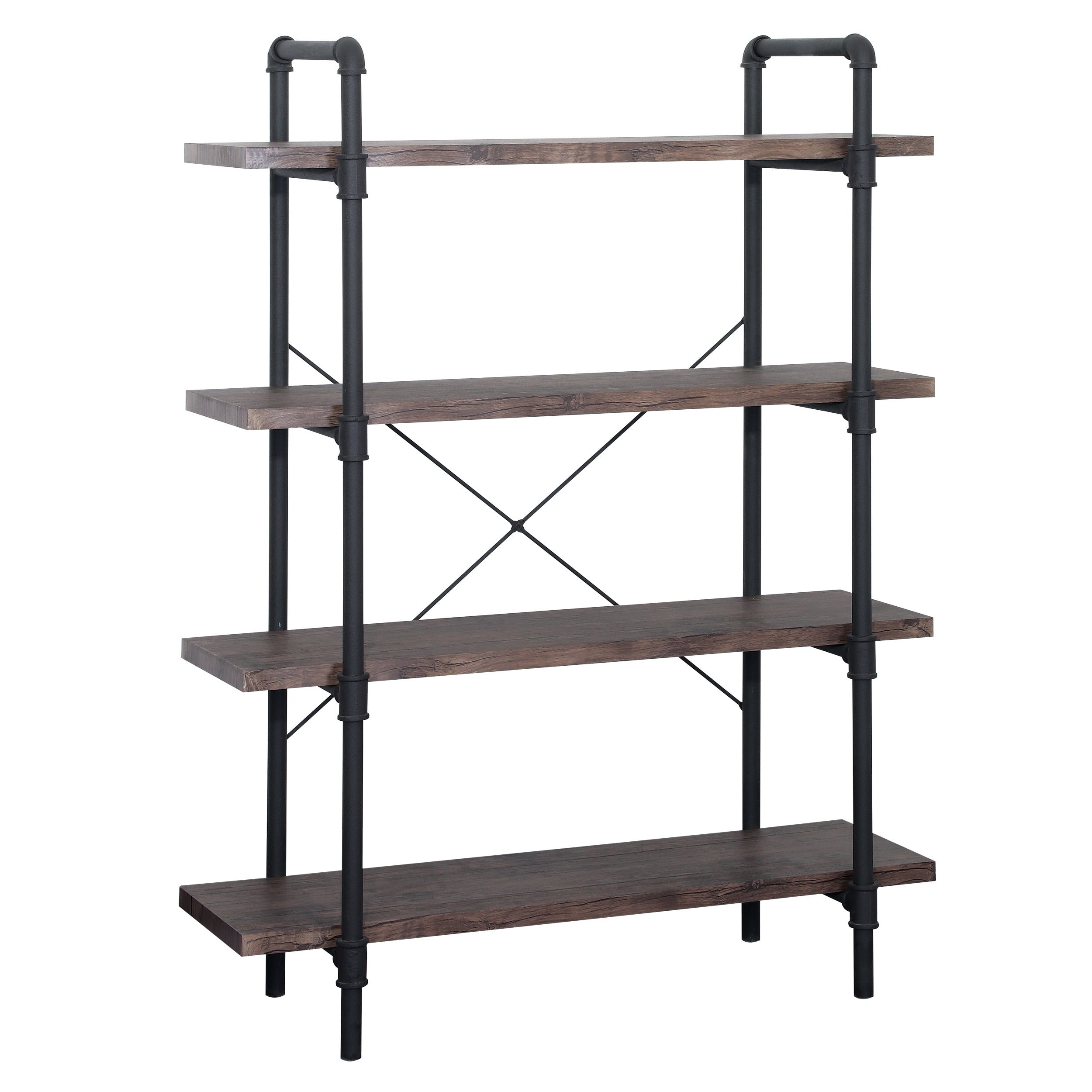 Domenico Industrial Pipe Design 4-Shelf Etagere Bookcase