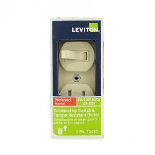 Leviton 15 Amp Tamper-Resistant Combination Switch and Outlet Ivory R51-T5225-0IS