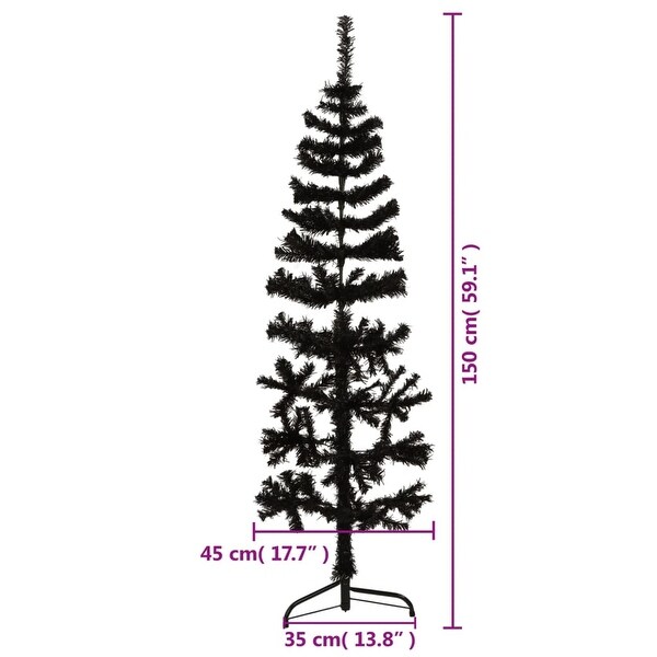 vidaXL Christmas Tree Decoration Slim Artificial Half Xmas Tree with Stand