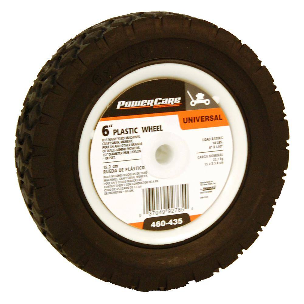 Powercare 6 in. x 1.5 in. Universal Plastic Wheel for Lawn Mowers 460435