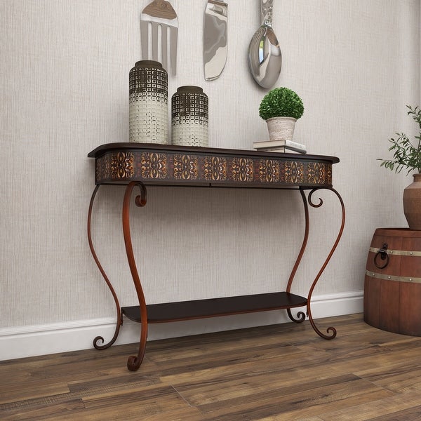 Brown Iron Traditional Console Table 32 x 43 x 14 - 43 x 14 x 32