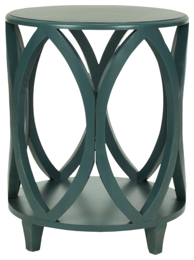 Raymond Round Accent Table  Dark Teal   Contemporary   Side Tables And End Tables   by Rustic Home Furniture Deco  Houzz