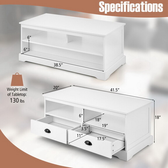 Costway 58973461 Modern Coffee Table with Drawers ...