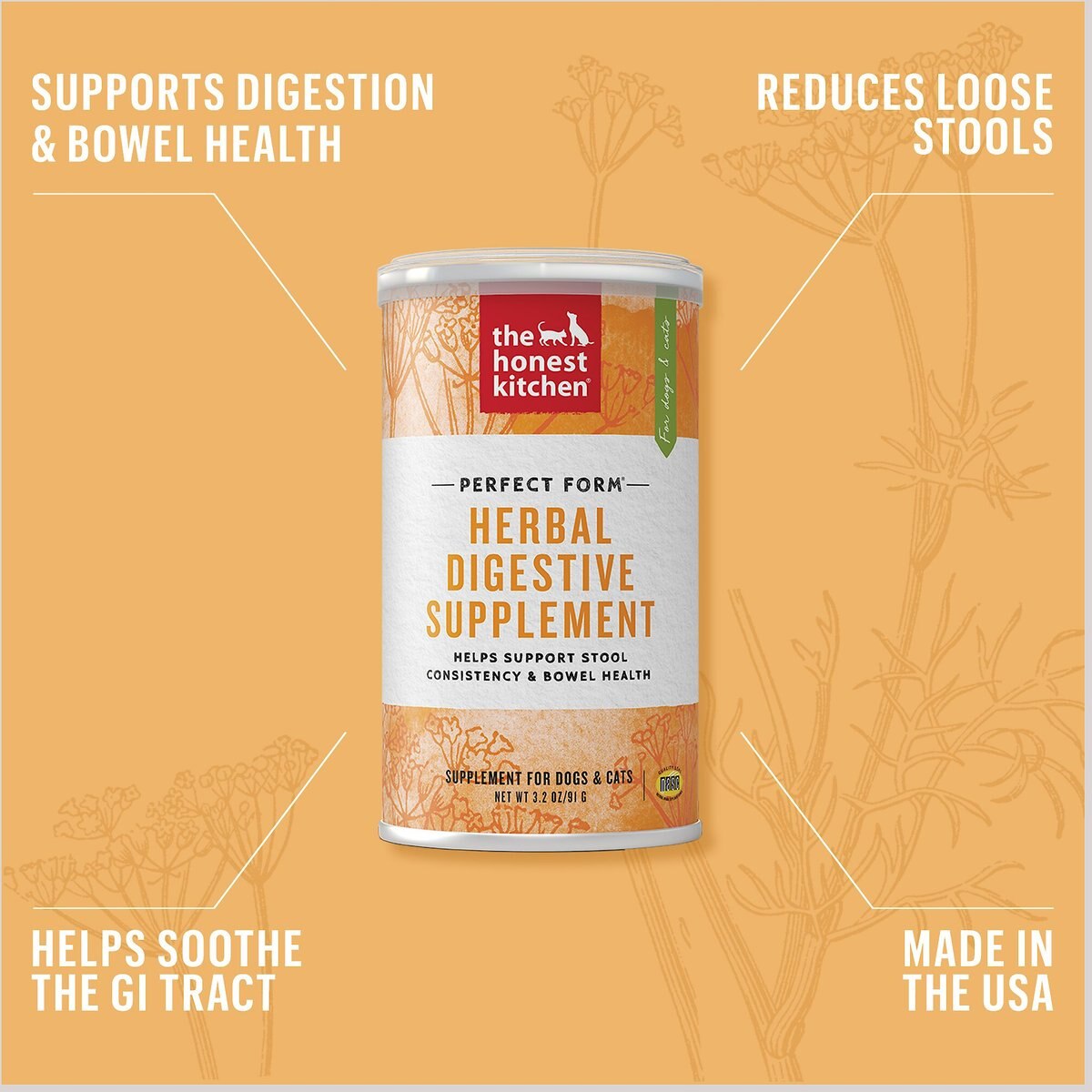 The Honest Kitchen Perfect Form Herbal Digestive Dog and Cat Supplement