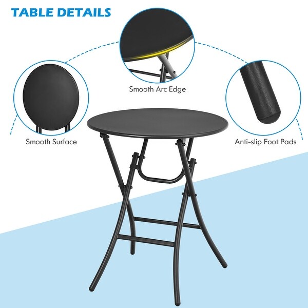 Costway 3PCS Patio Rattan Bistro Set Folding Table Chairs Garden Deck