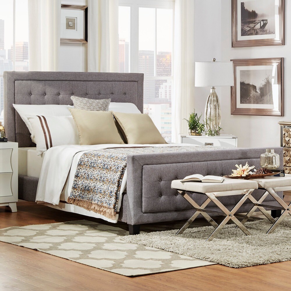 Bellevista Square Button tufted Upholstered Bed by iNSPIRE Q Bold