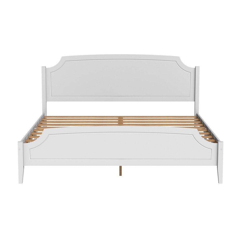 White Contemporary Roman Style Solid Wood Bed