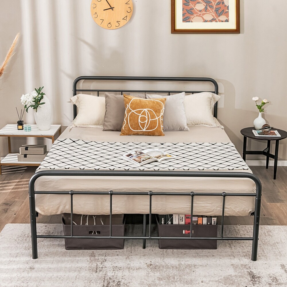 Gymax Full Size Heavy Duty Metal Bed Frame Headboard Platform Mattress