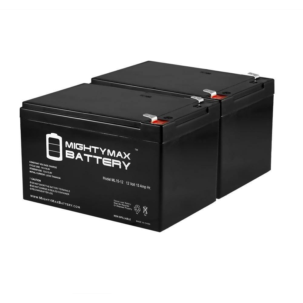 MIGHTY MAX BATTERY 12V 15AH F2 Replaces Pride Go Go Elite Traveller - 2 Pack MAX3536007