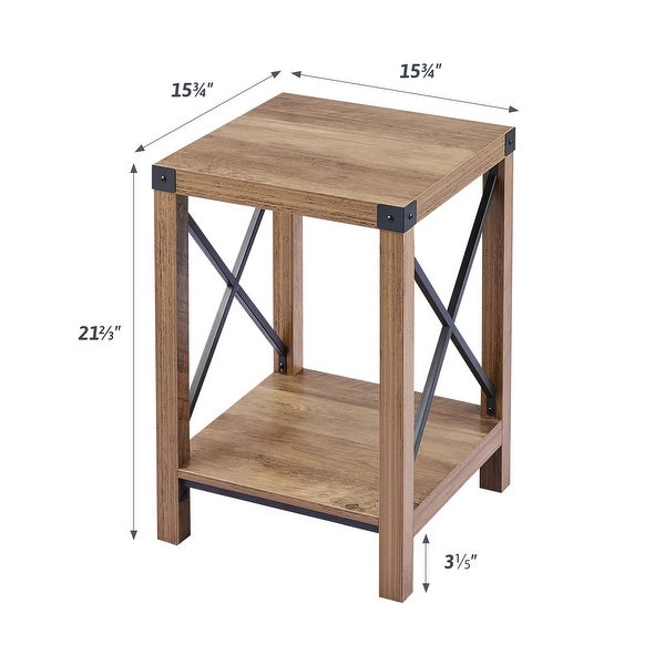 CO-Z 16-Inch Farmhouse Side or End Table with Storage Shelf