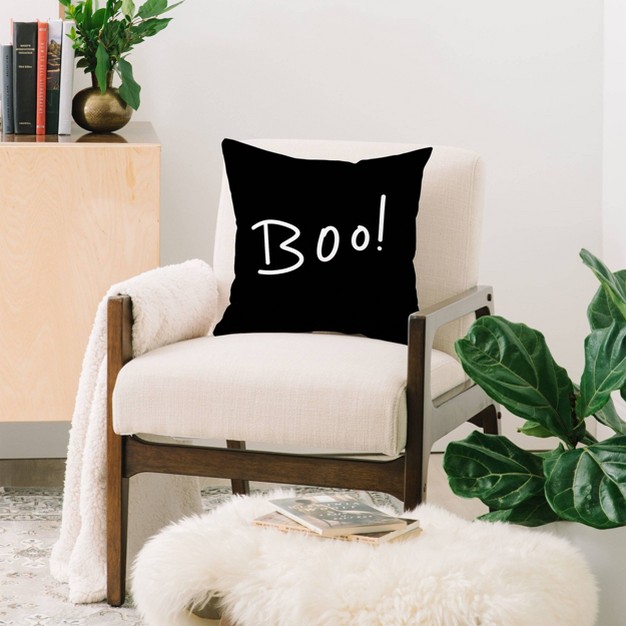 Lisa Argyropoulos x27 halloween Boo x27 Typography Square Throw Pillow Black Deny Designs