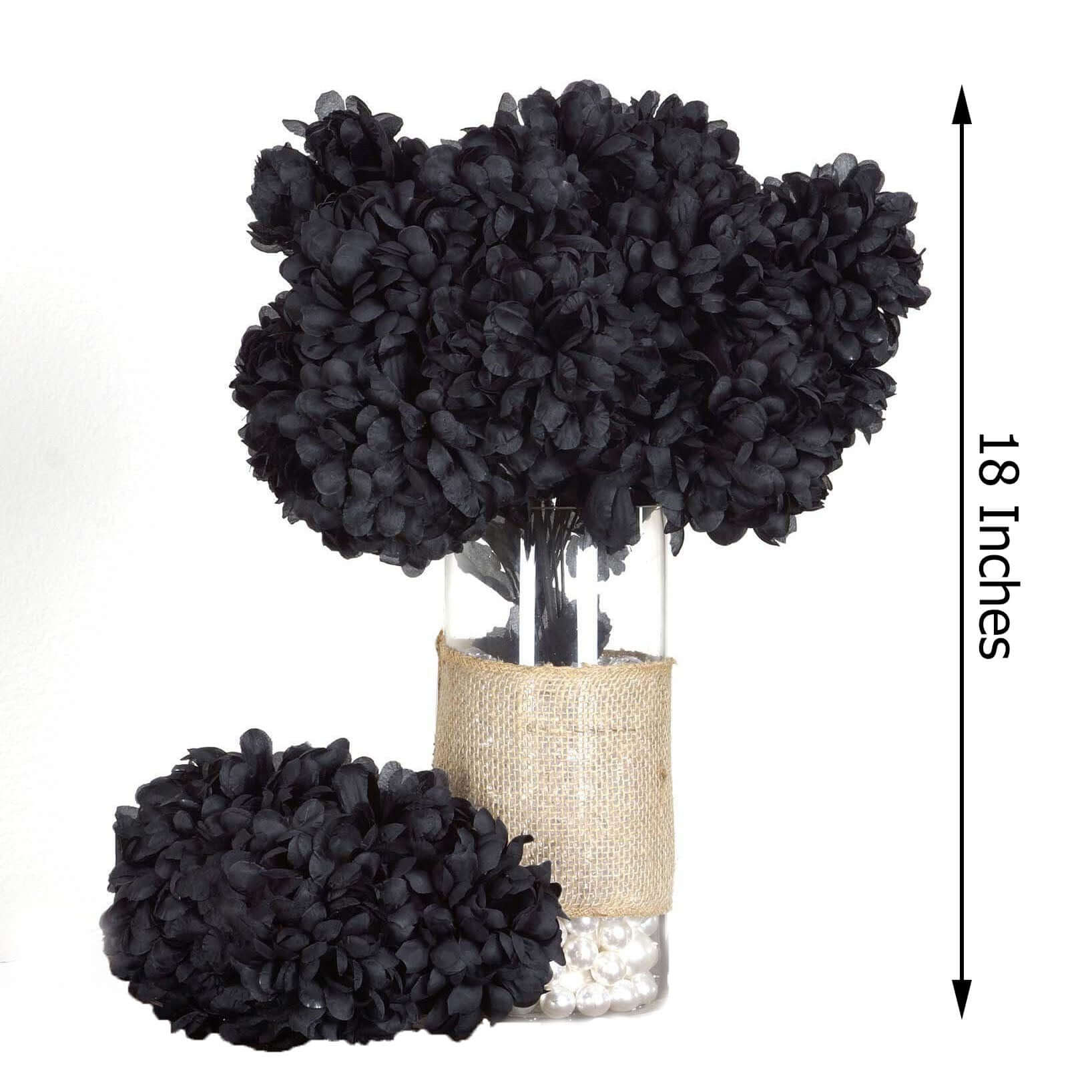 4 Bushes Black Artificial Silk Chrysanthemums 56 Faux Flowers