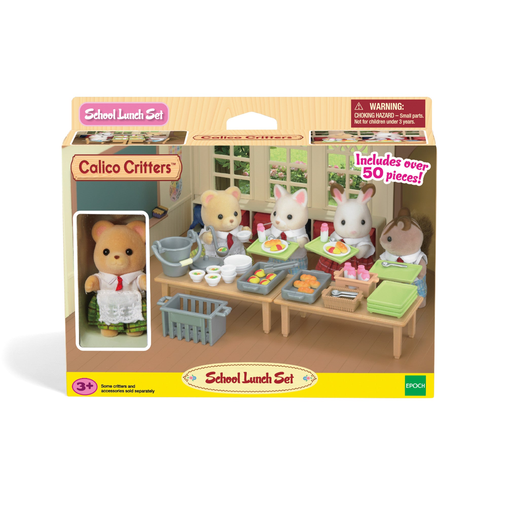 Calico Critters School Lunch Set, Dollhouse Playset with Figure and Accessories