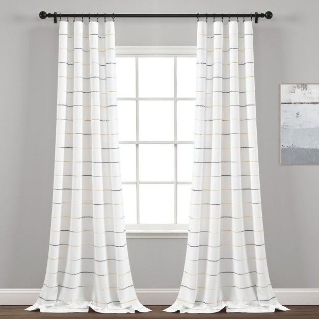 Home Boutique Ombre Stripe Yarn Dyed Cotton Window Curtain Panels Yellow gray 40x95 Set