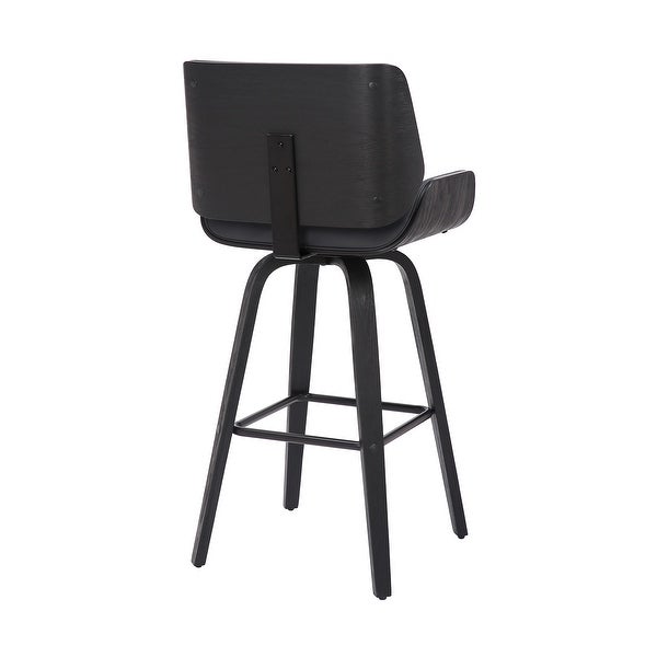 Tyler Mid-Century Modern Swivel Counter/Bar Stool in Faux Leather and Wood