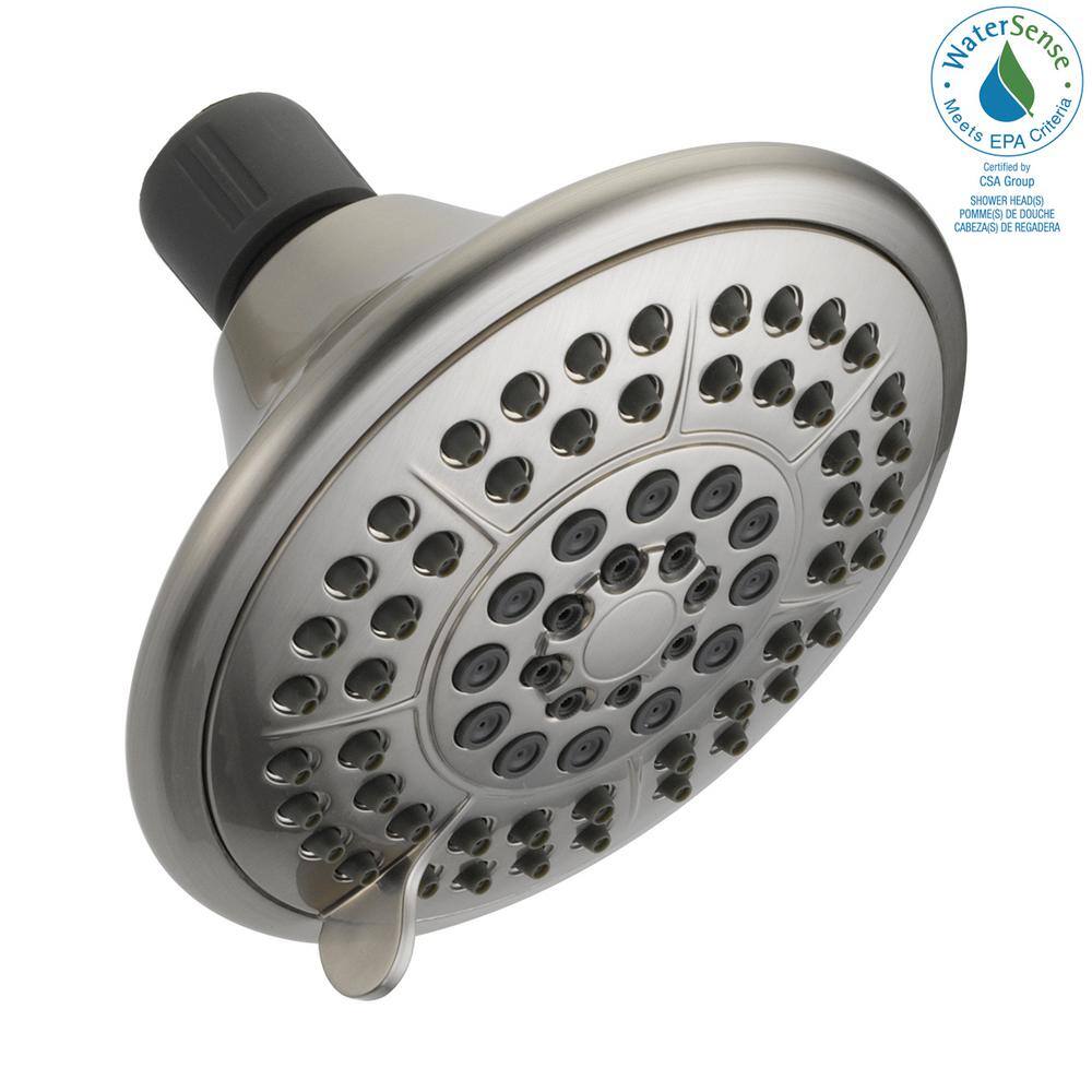 Delta 5-Spray Patterns 1.75 GPM 4.94 in. Wall Mount Fixed Shower Head in Spotshield Brushed Nickel 75554CSN