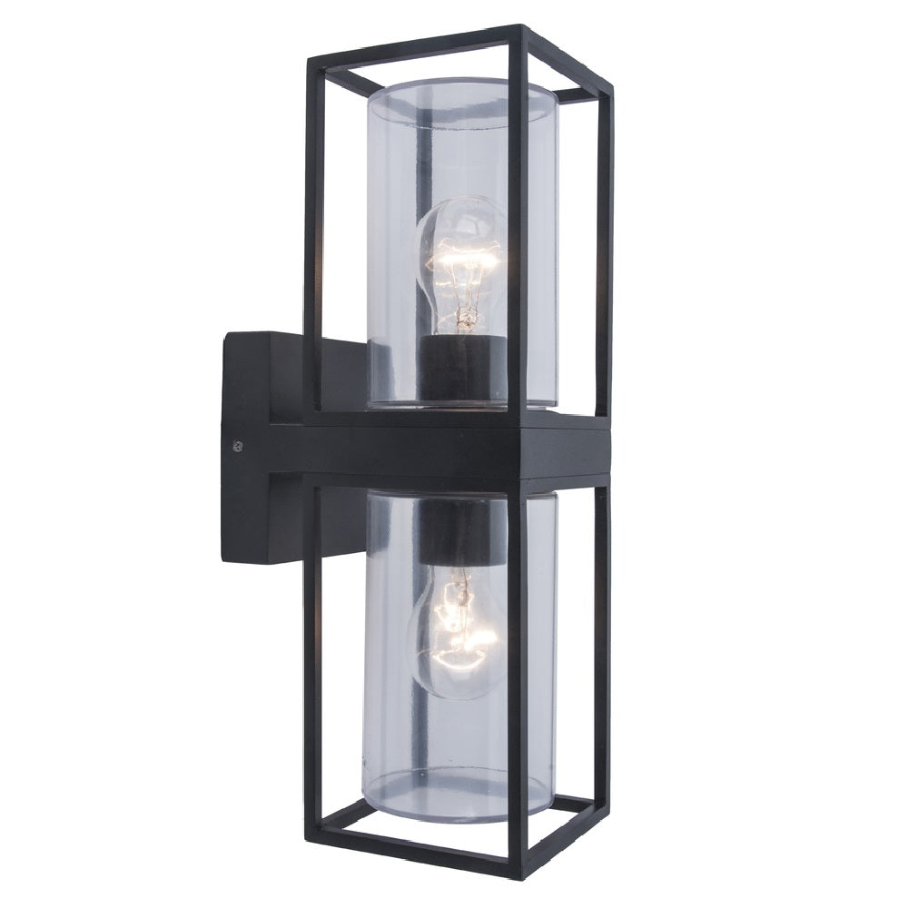 Lutec 5288804012 Flair Matt Black Outdoor Vintage Up & Down Lantern Wall Light