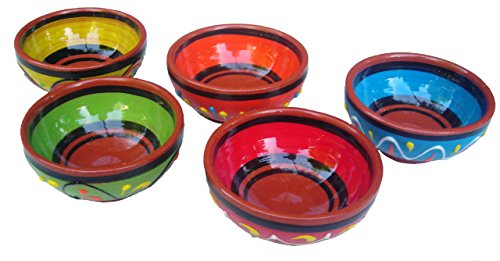 Cactus Canyon Ceramics Spanish Terracotta 5-Piece Super Small Mini-Bowl (Pinch Bowls) Set， Multicolor