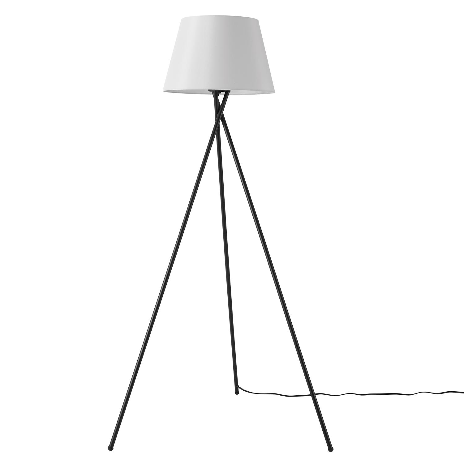 Globe Electric Allen 59 Matte Black Floor Lamp with White Linen Shade， 67519