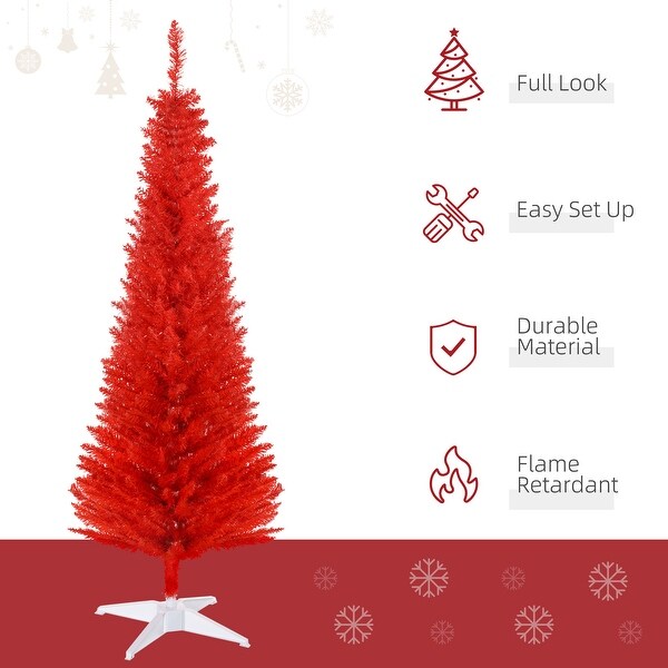 5FT Artificial Pencil Christmas Tree with 294 Realistic Branch Tips and Plastic Stand