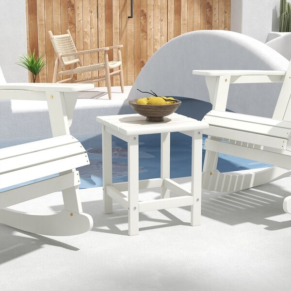 Outsunny White Square HDPE Outdoor Side Table