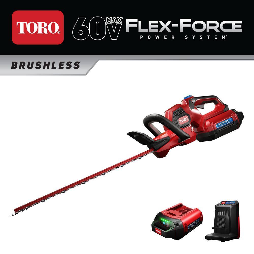 Toro Flex-Force 24 in. 60V Max Lithium-Ion Cordless Hedge Trimmer - 2.5 Ah Battery and Charger Included 51840