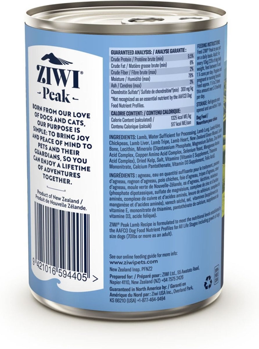 Ziwi Peak Lamb Recipe Canned Dog Food