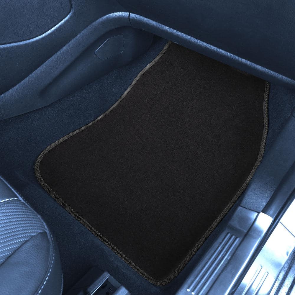 FH Group Black Color-Trimmed Liners Non-Slip Car Floor Mats with Rubber Heel Pad - Full Set DMF14503BLACK