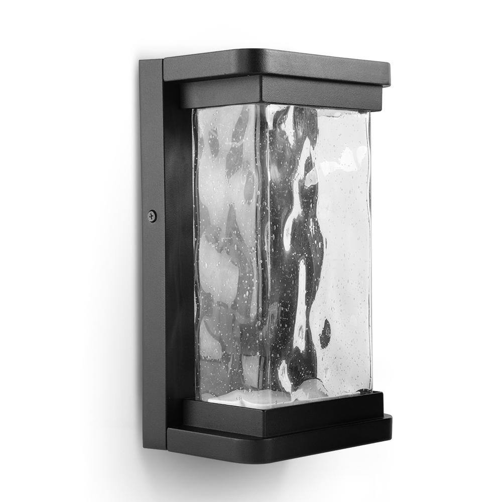 LUTEC 1-Light Black Integrated LED Outdoor Sconce Wall Light with Dusk to Dawn 5185707012