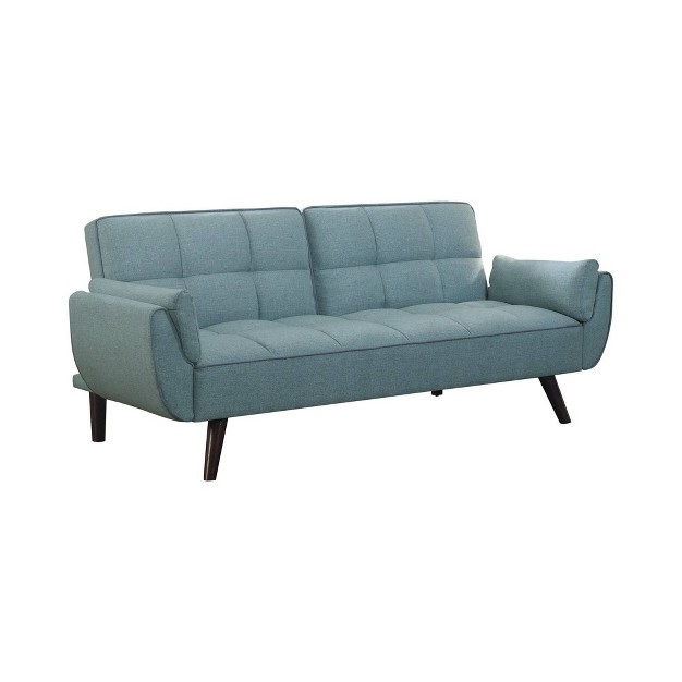 Tufted Stitching Fabric Sofa Bed With Splayed Legs Blue Benzara