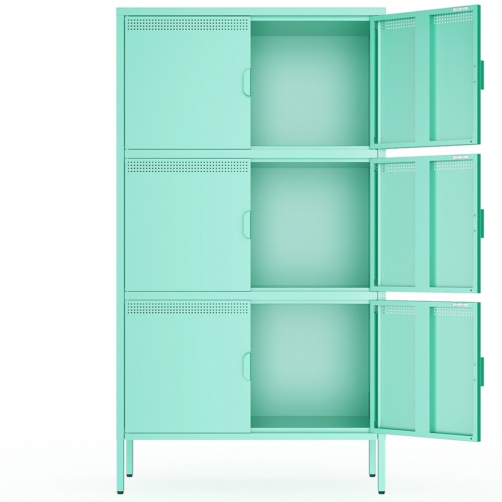 Metal Accent Storage Cabinet with 6 Doors and Adjustable Shelves