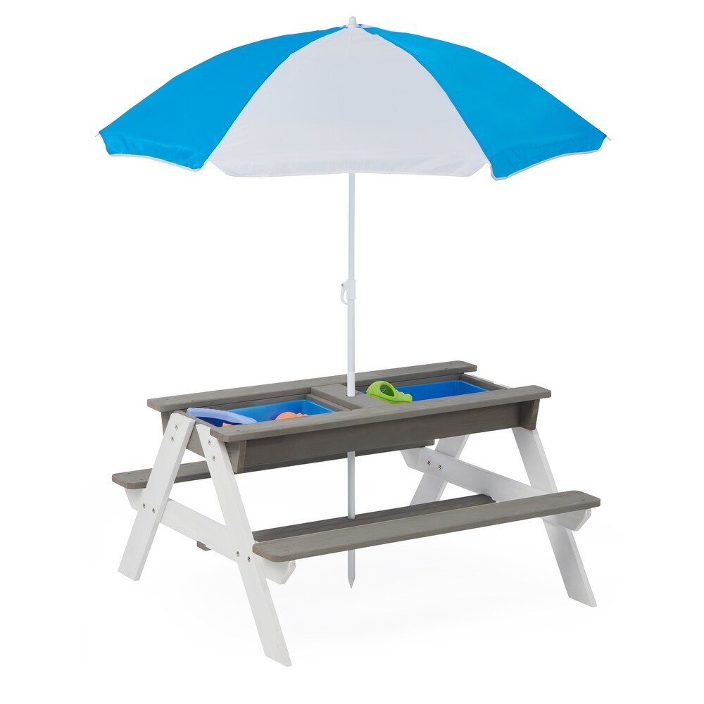 3 in 1 Kids Outdoor Picnic Table With Umbrella