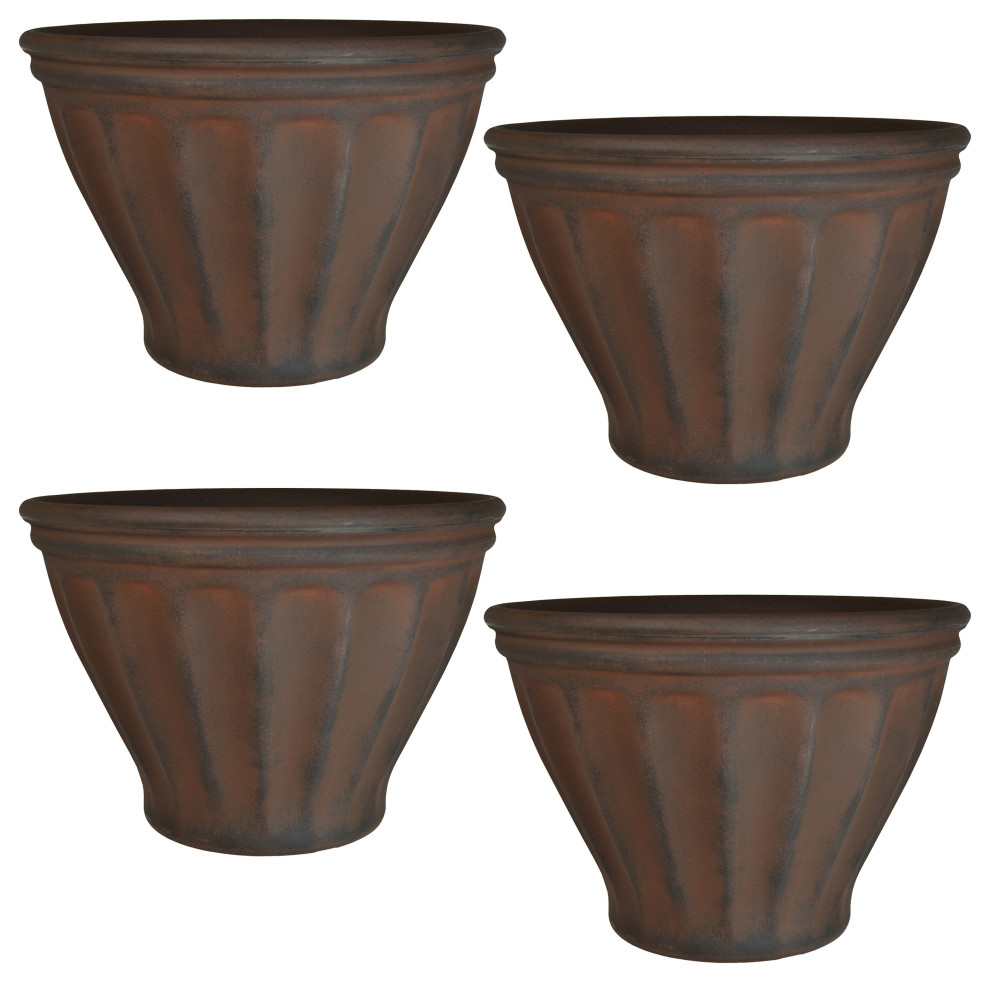 Sunnydaze Charlotte Outdoor Flower Pot Planter  Rust  16 quot  Farmhouse   Outdoor Pots And Planters   by Sunnydaze Decor  Houzz