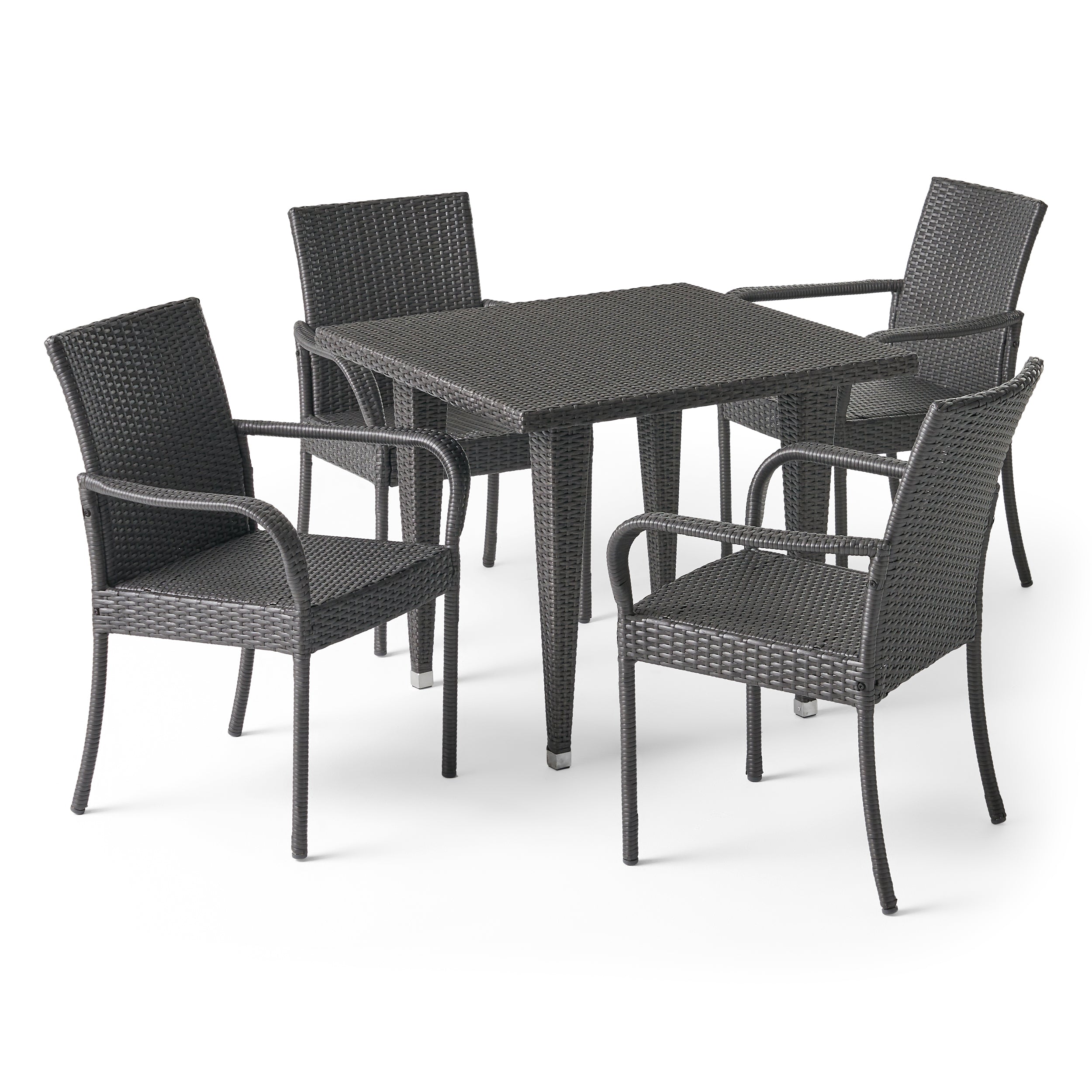 Bannon Outdoor Contemporary 4 Seater Wicker Dining Set