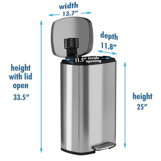 iTouchless SoftStep 8 Gal. Stainless Steel Step Trash Can with Odor Filter and Inner Bucket for Office and Kitchen PC30RSS