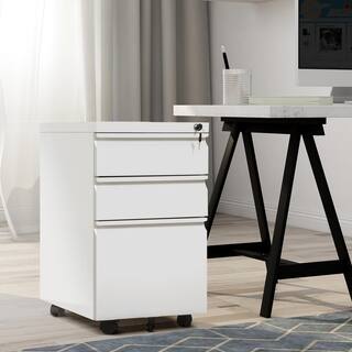 White 3-Drawer Modern File Cabinet with Lockable LYGM29705848