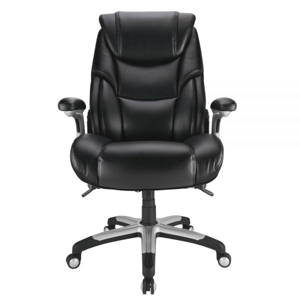 Torval Big and Tall Bonded Leather High-Back Computer Chair， Black/Silver， BIFMA Certified