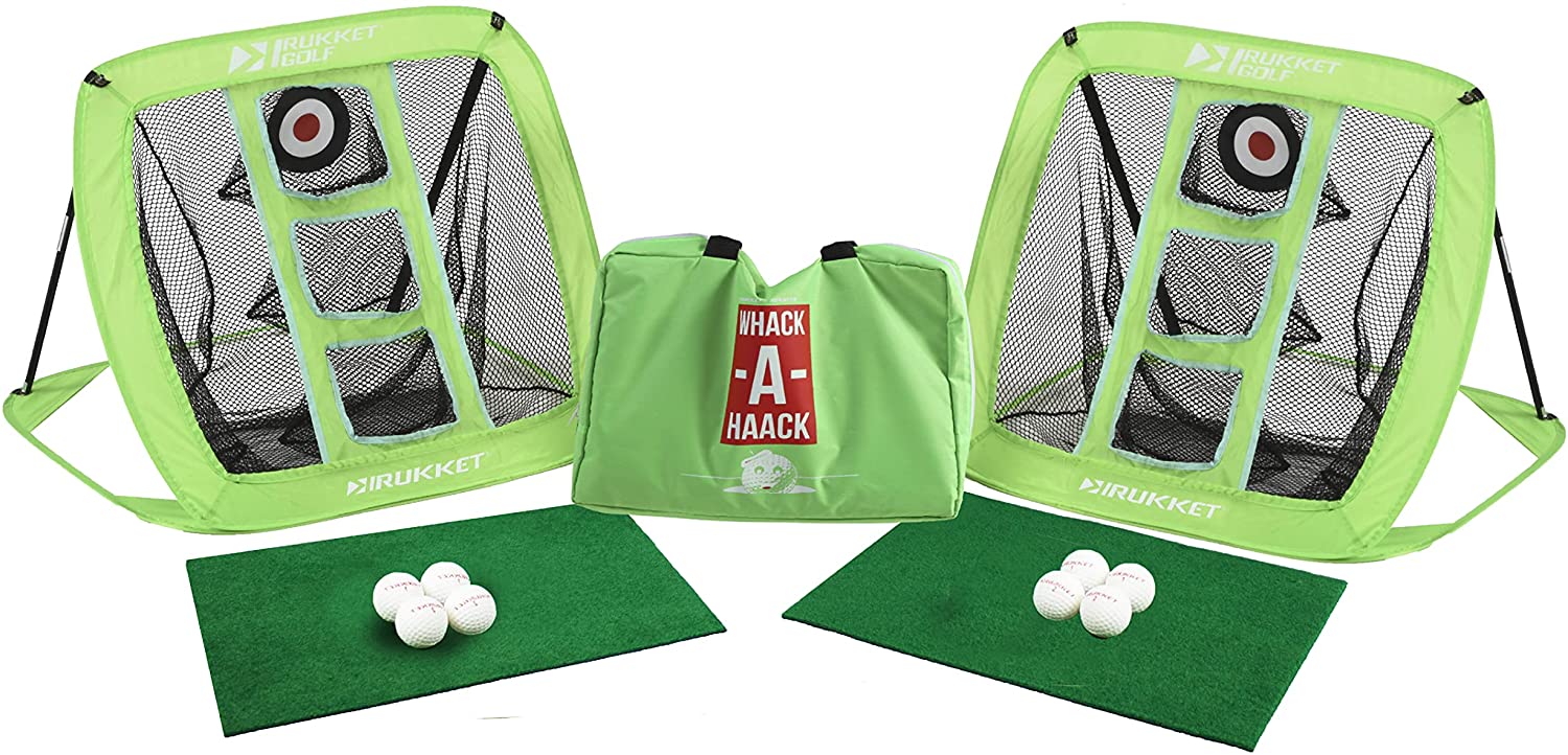 Rukket Sports Golf Chipping Net Cornhole Game for All Ages (Lime Green)