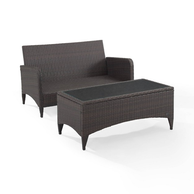 Crosley 2pc Kiawah Wicker Outdoor Patio Seating Set