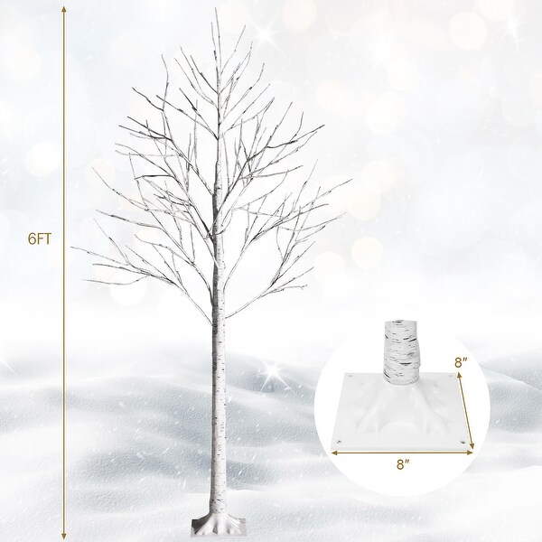 Costway 6ft Prelit White Twig Birch Tree for Christmas Holiday w/96