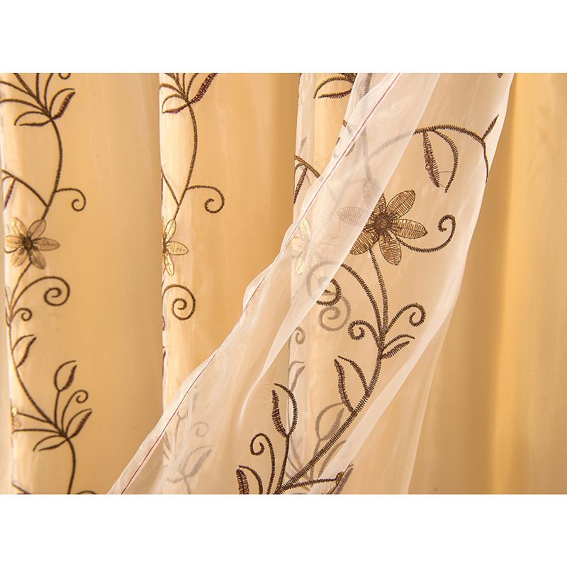 Priscilla Embroidered Shower Curtain With Double Valance