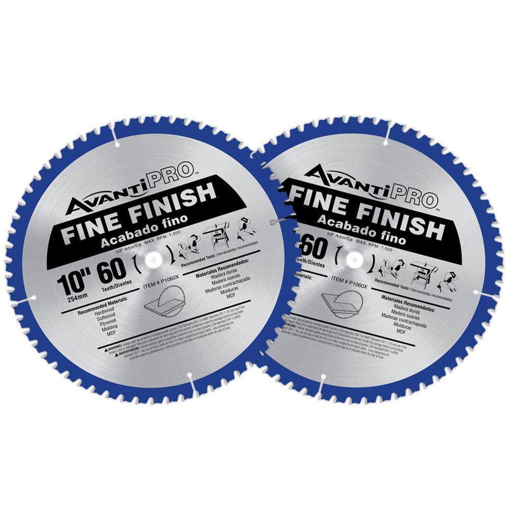 Avanti Pro 10 in. x 60-Tooth Fine Finish Circular Saw Blade Value Pack (2-Pack) P106060PP