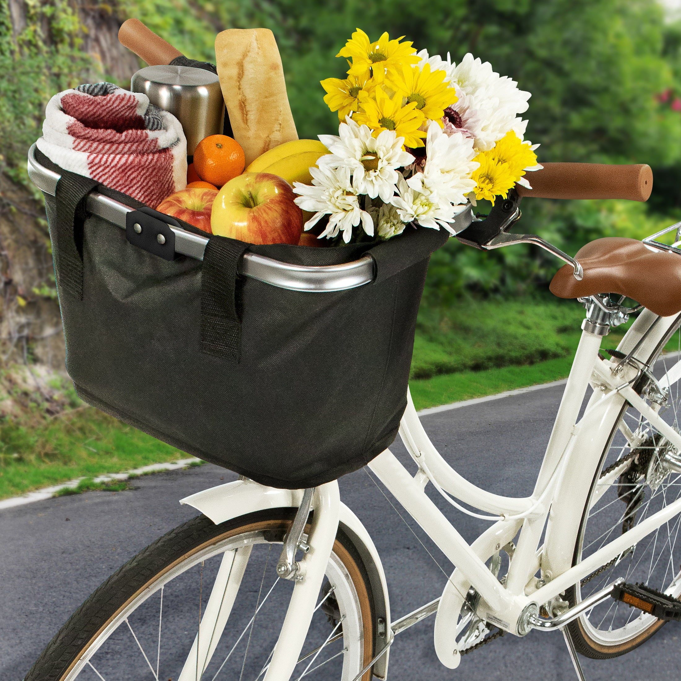 Bike Shop Folding Handlebar Basket， Gray