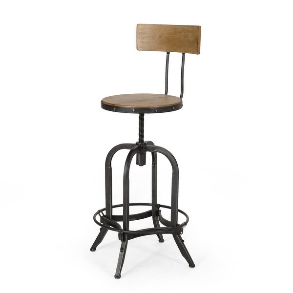 Ximen Modern Industrial Firwood Adjustable Height Swivel Barstools (Set of 2) by Christopher Knight Home