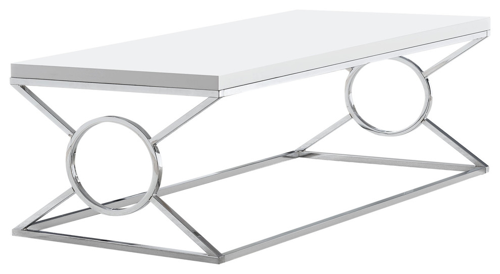 Coffee Table  Accent  Cocktail  Living Room  44 quotL  Metal  Glossy White   Contemporary   Coffee Tables   by Buildcom  Houzz