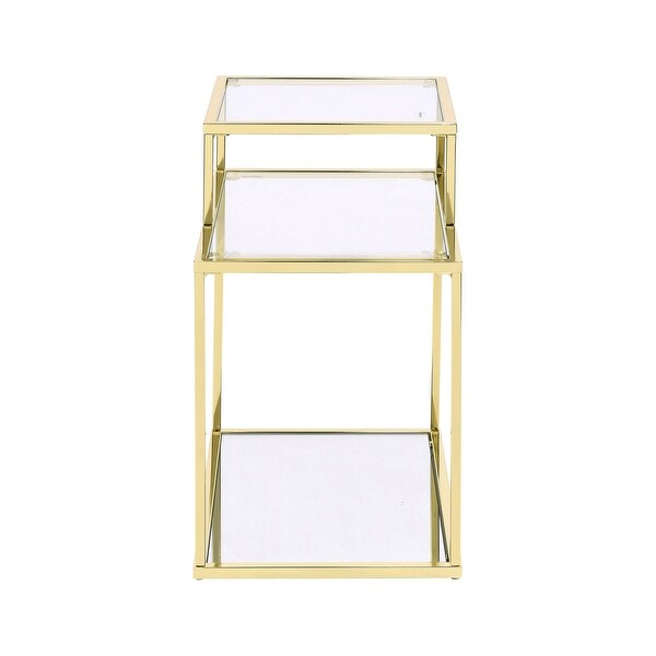 ACME Uchenna Rectangular End Table in Clear and Gold