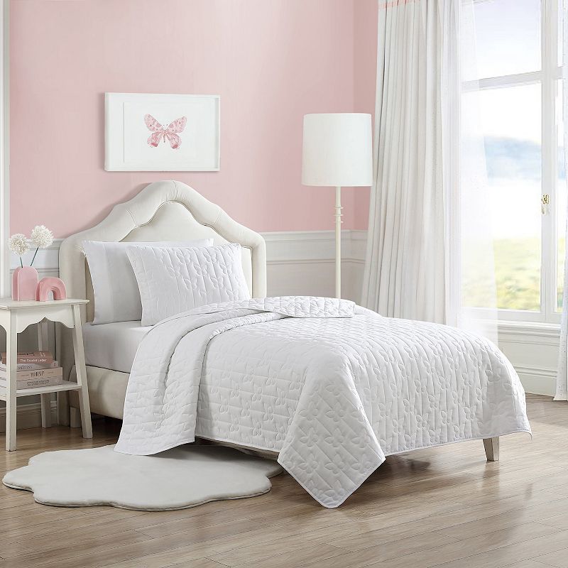 Laura Ashley White Butterfly Quilt Set