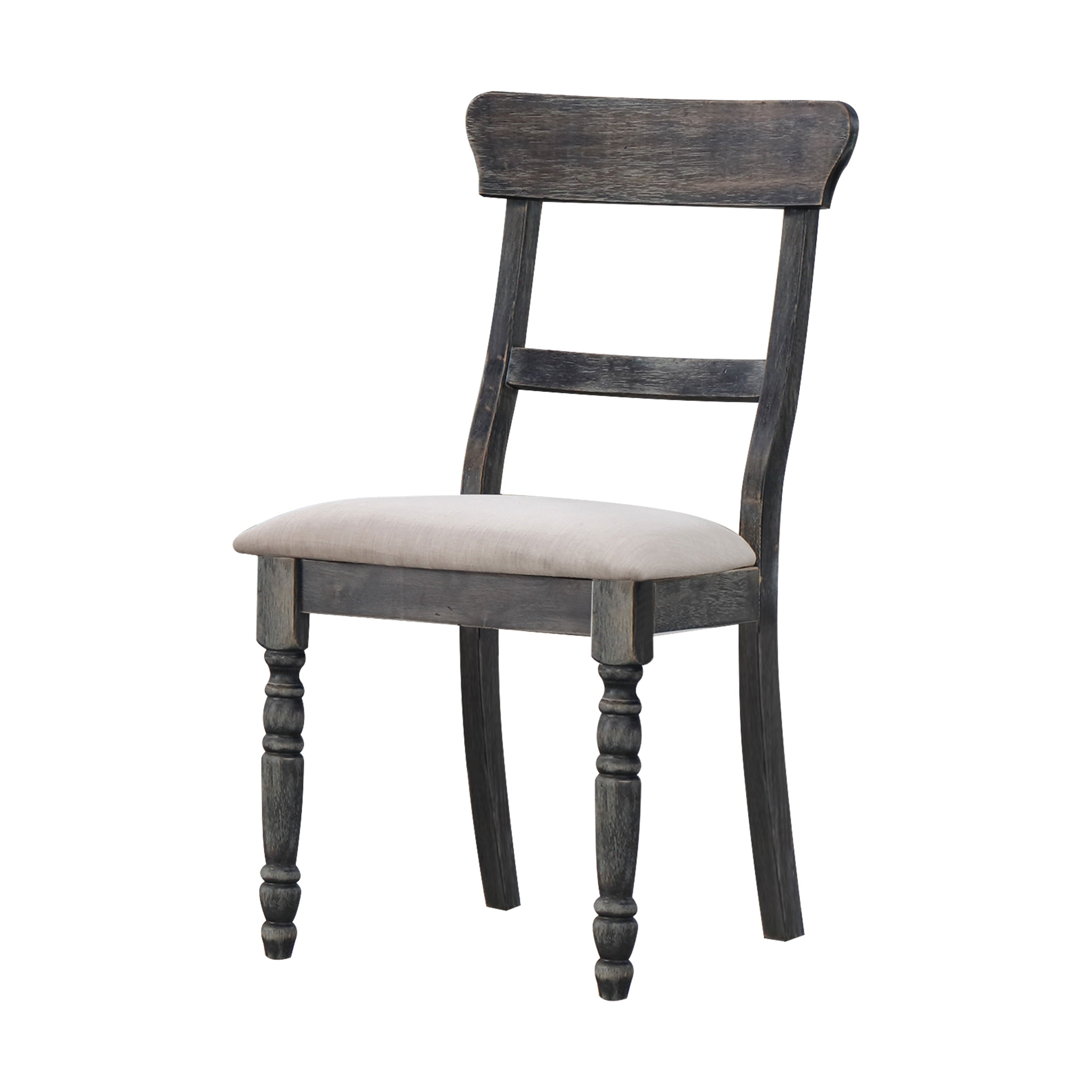 Acme Wallace Light Brown Linen Side Chair in Weathered Gray， Set of 2